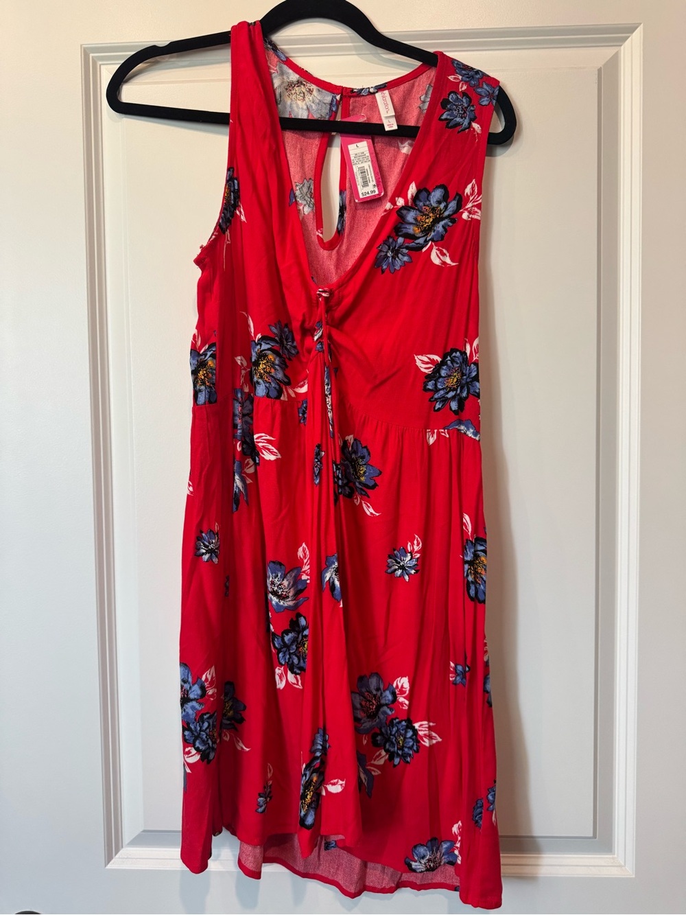 Target NWT Red Floral Tie-Front Sleeveless Dress